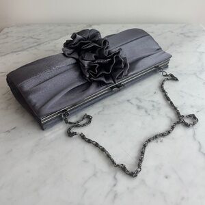 Shiny steel-colour clutch bag